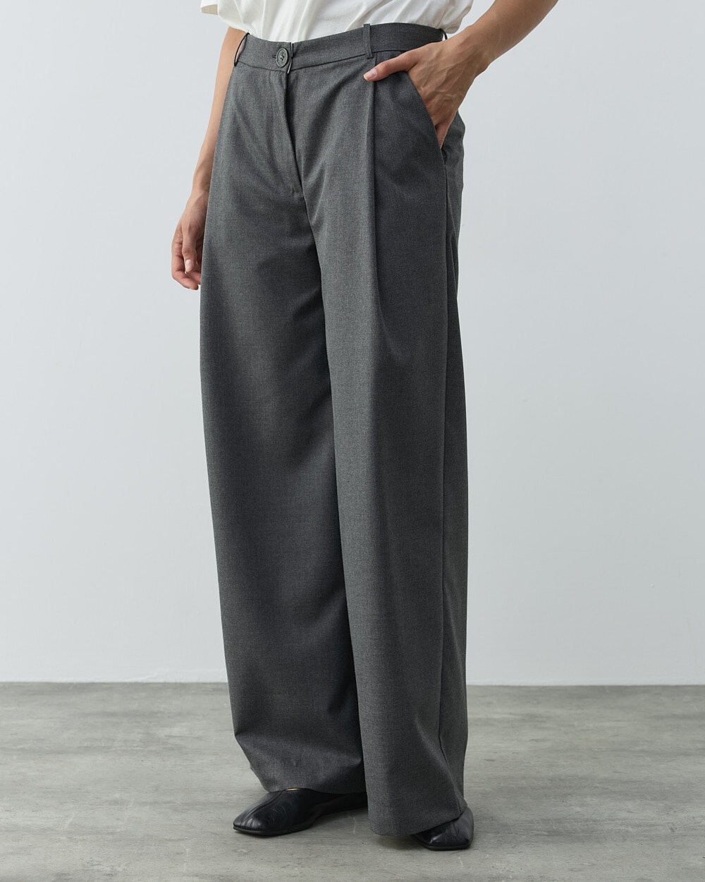 Tek Pileli Wide Leg Pantolon Antrasit - Aybikestil