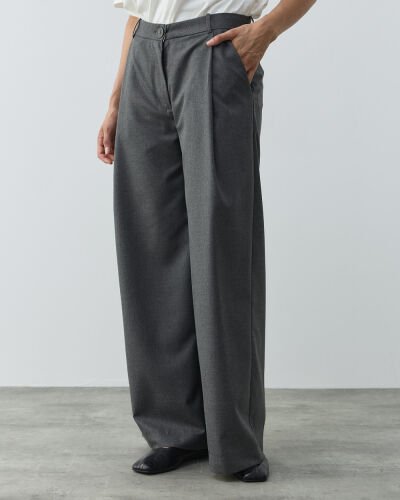 Tek Pileli Wide Leg Pantolon Antrasit 