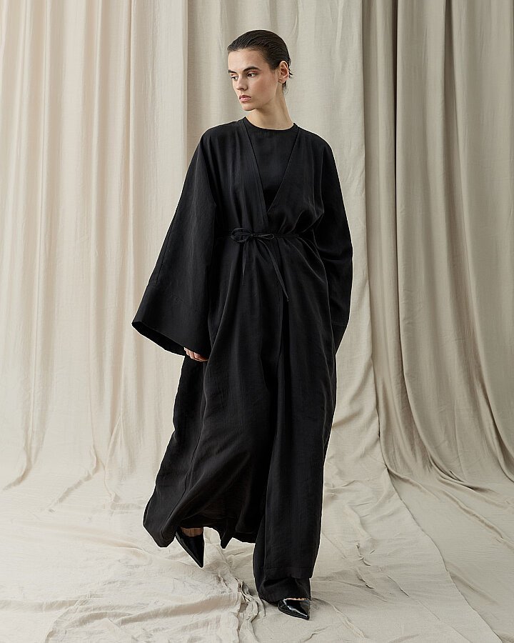 Tencel Diamond Kimono Abaya Siyah - Aybikestil