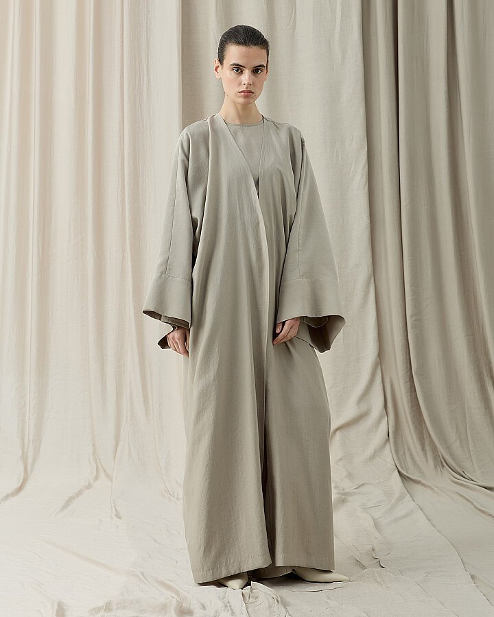 Tencel Diamond Kimono Abaya Taş - Aybikestil (1)