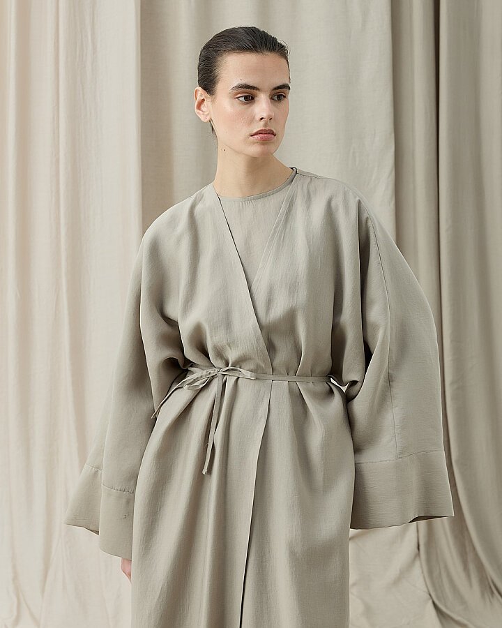 Tencel Diamond Kimono Abaya Taş - Aybikestil (1)