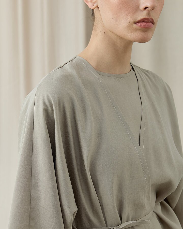 Tencel Diamond Kimono Abaya Taş - Aybikestil (1)