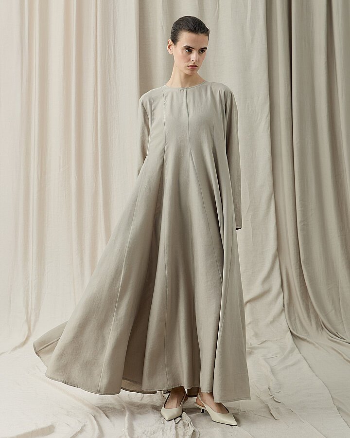 Tencel Godeli Elbise Taş - Aybikestil (1)