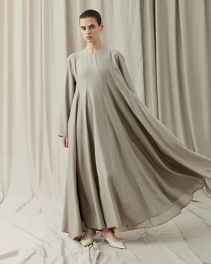 Tencel Godeli Elbise Taş - Aybikestil (1)