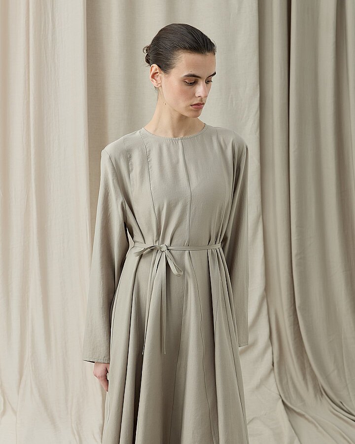 Tencel Godeli Elbise Taş - Aybikestil (1)