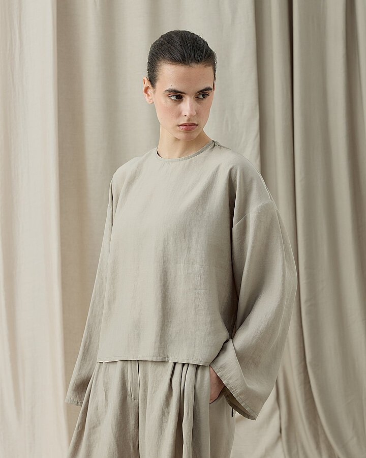 Tencel Yırtmaçlı Must Bluz Taş - Aybikestil