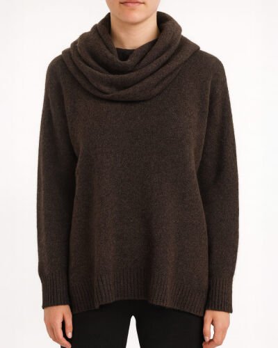 Triko Atkılı Minimal Kazak Acı Kahve 