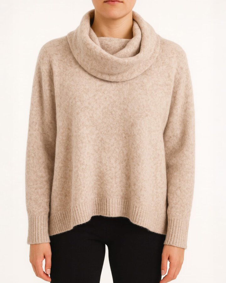 Triko Atkılı Minimal Kazak Bej - Aybikestil