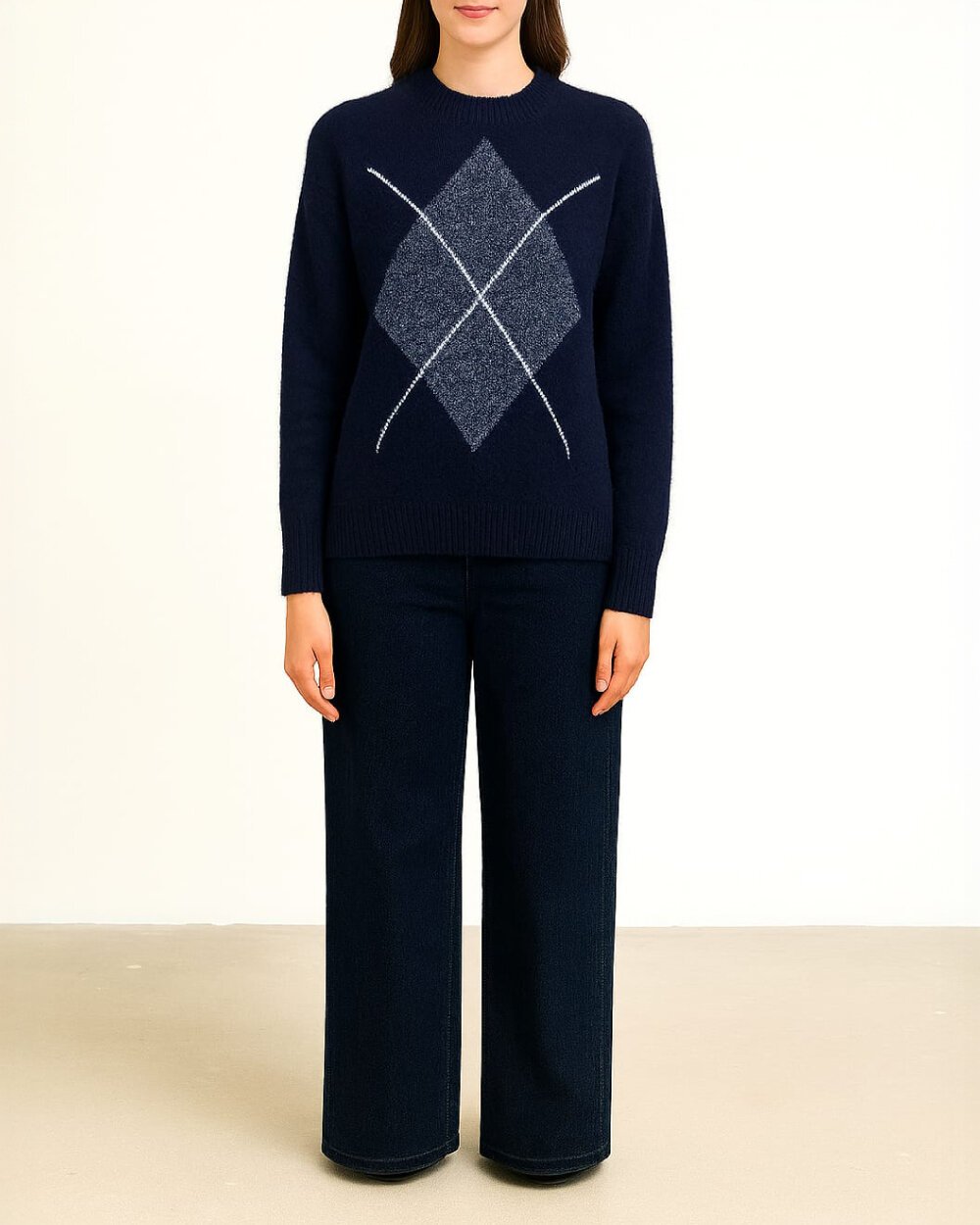 Triko Baklava Desen Kazak Lacivert - Aybikestil