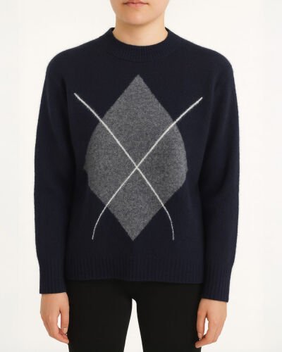 Triko Baklava Desen Kazak Lacivert 