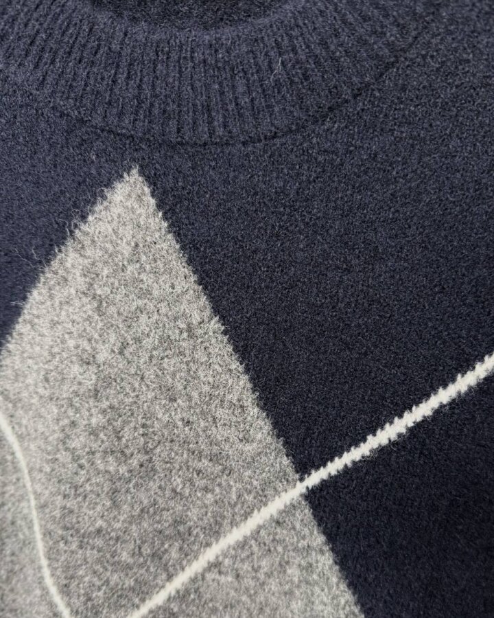 Triko Baklava Desen Kazak Lacivert - Aybikestil (1)