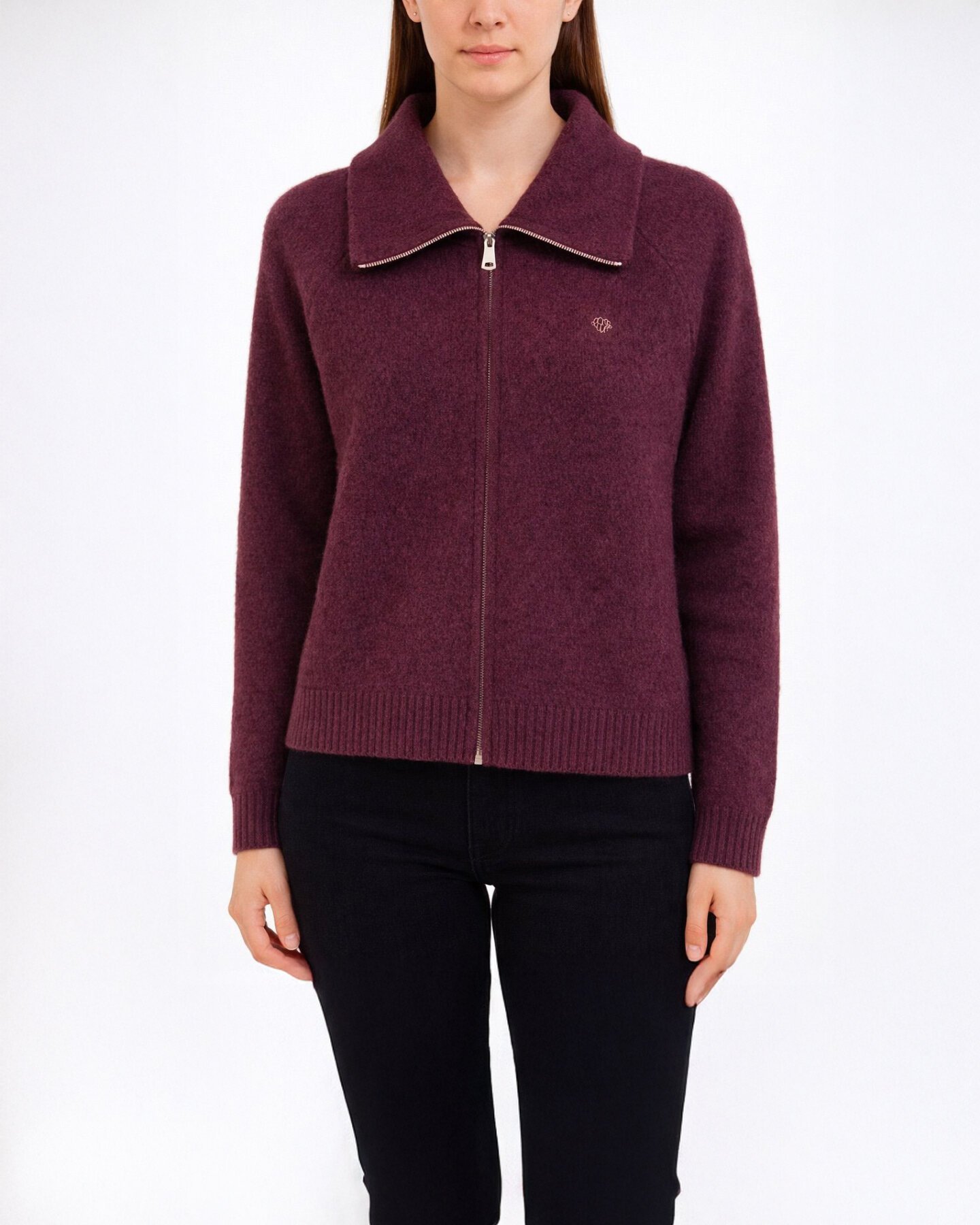 Triko Çift Fermuarlı Hırka Bordo - Aybikestil