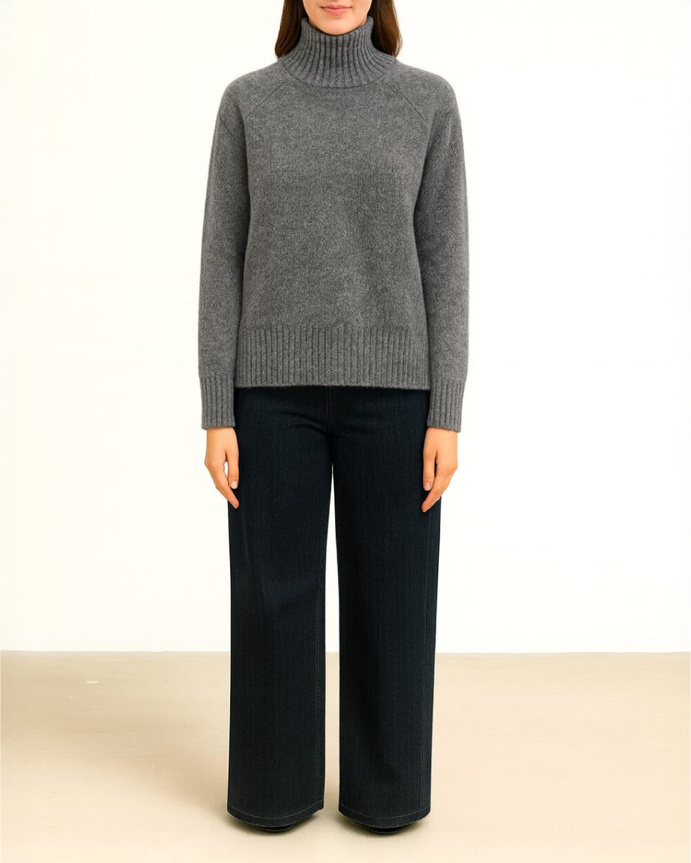 Triko Dik Yaka Basic Kazak Antrasit - Aybikestil