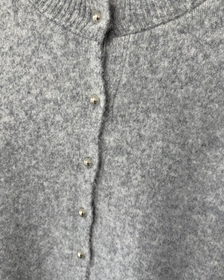 Triko Düğmeli Cute Hırka Gri - Aybikestil (1)