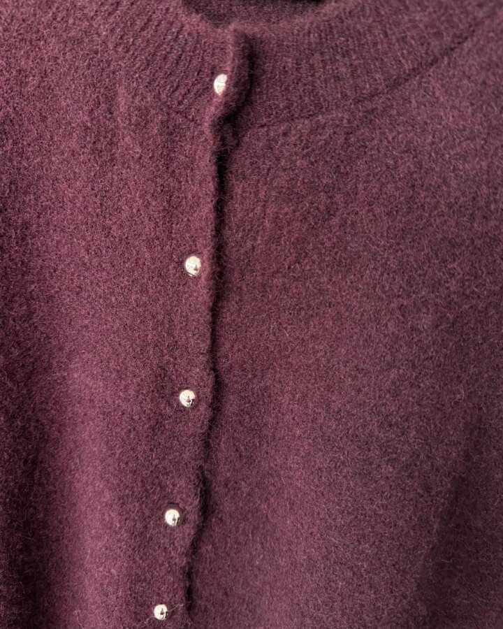 Triko Düğmeli Cute Hırka Mürdüm - Aybikestil (1)