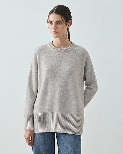 Triko Düz Basic Bisiklet Yaka Kazak Bej - Aybikestil