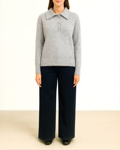 Triko Polo Yaka Kazak Gri 