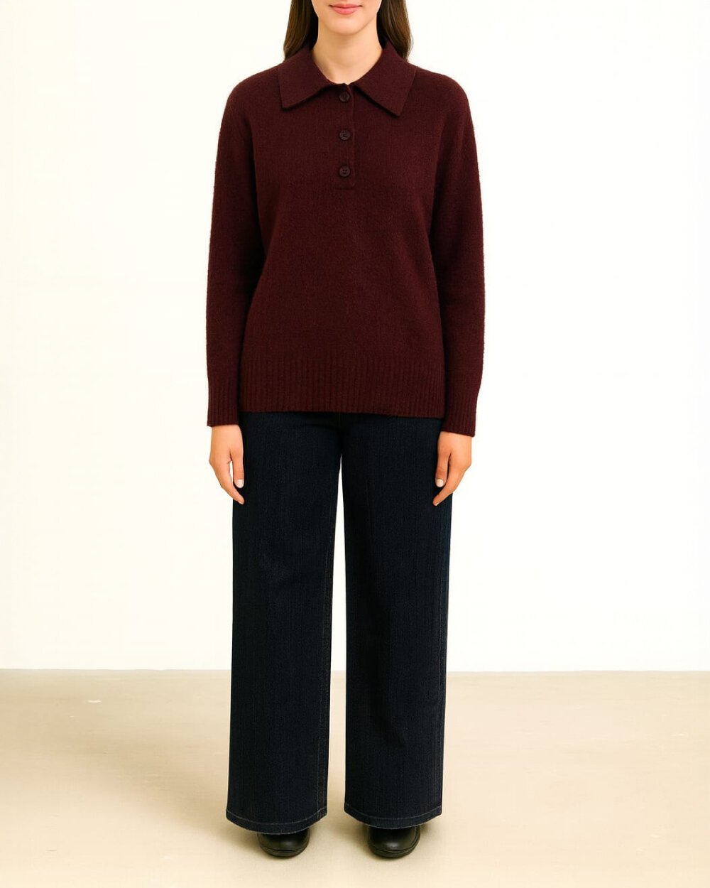 Triko Polo Yaka Kazak Mürdüm - Aybikestil