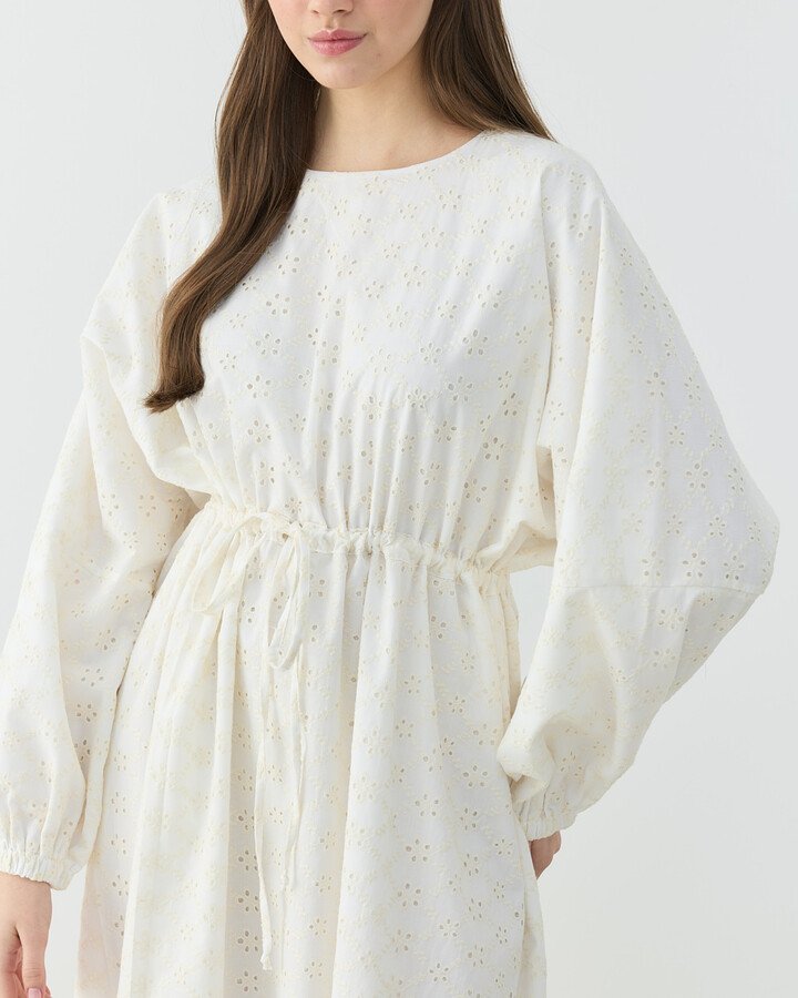 Brode Yarasa Kol Tünelli Elbise Natural - Aybikestil (1)