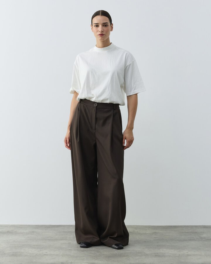 Çift Pileli Palazzo Pantolon Acı Kahve - Aybikestil (1)