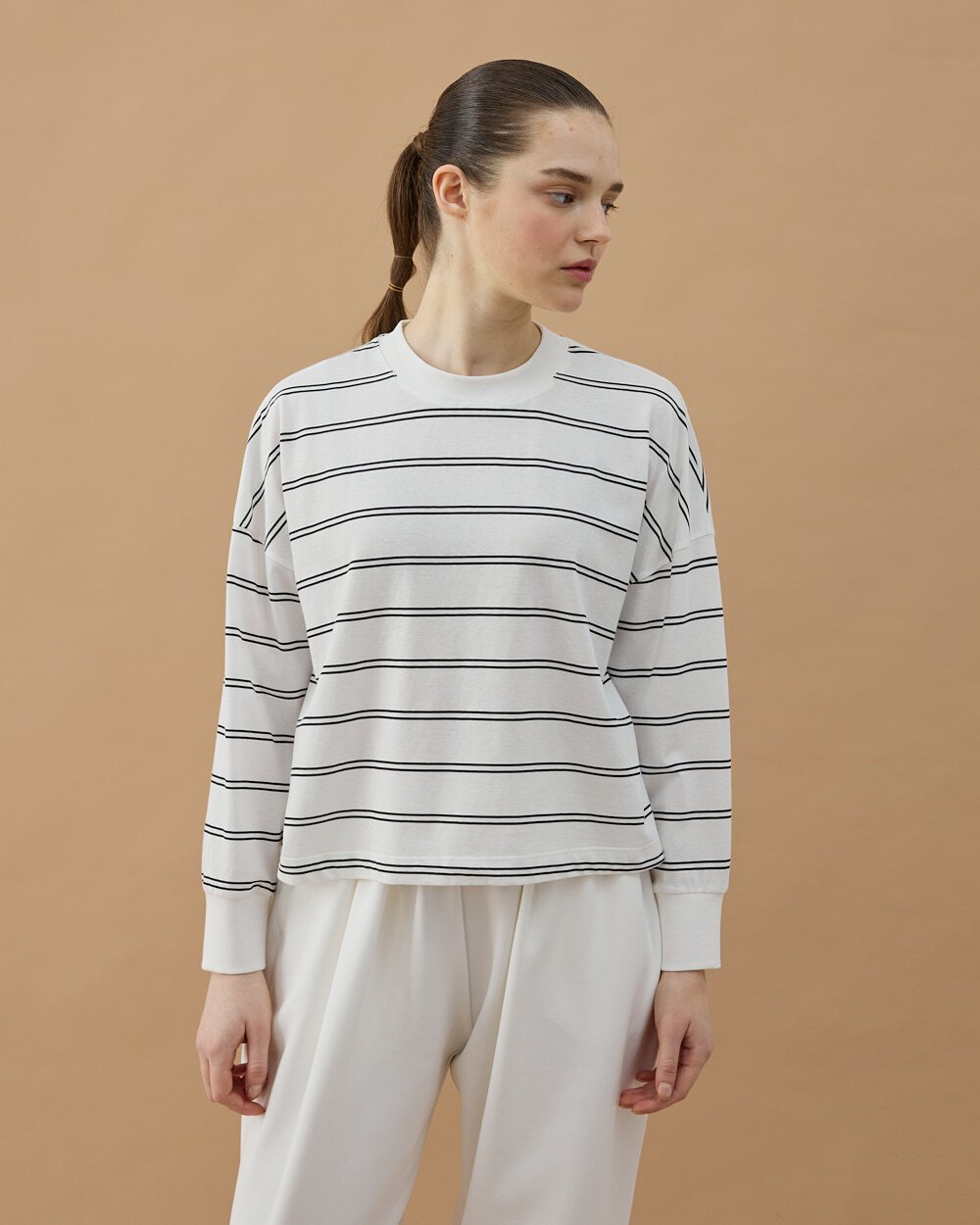 Çizgili Süprem Crop Bluz Siyah Çizgili - Aybikestil