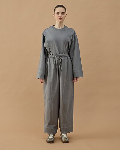 Cotton İki İplik Bol Balon Fit Kesikli Eşofman Altı Gri - Aybikestil (1)