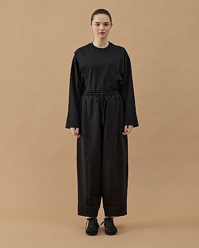 Cotton İki İplik Bol Balon Fit Kesikli Eşofman Altı Siyah - Aybikestil (1)