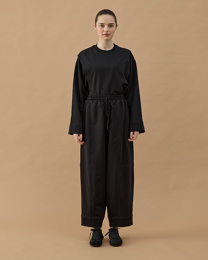 Cotton İki İplik Bol Balon Fit Kesikli Eşofman Altı Siyah - Aybikestil (1)