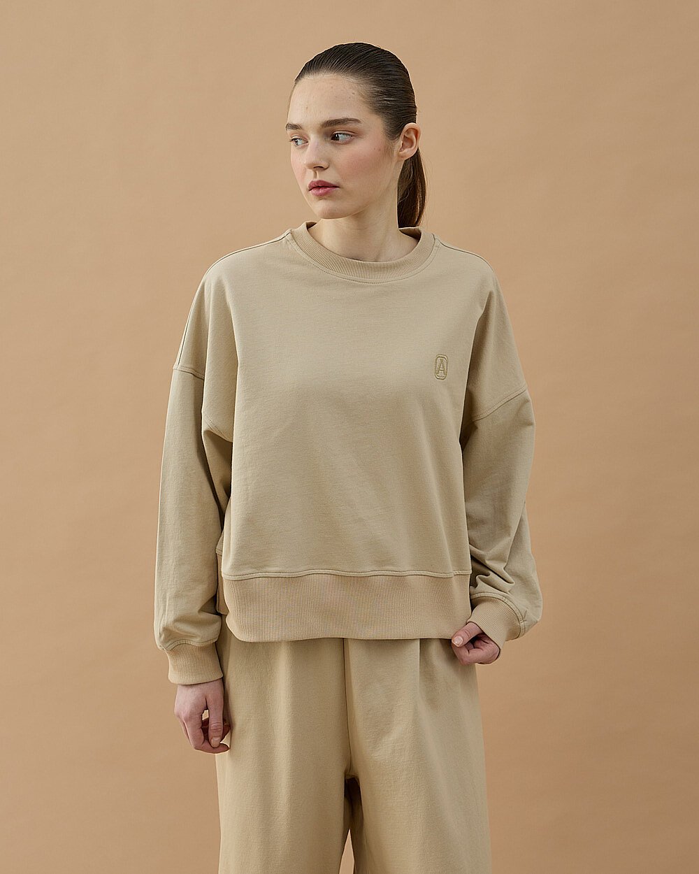 Cotton İki İplik Mini Sweat Bej - Aybikestil