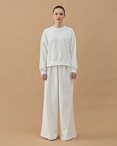 Cotton İki İplik Mini Sweat Ekru - Aybikestil (1)