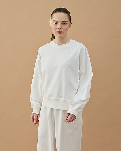 Cotton İki İplik Mini Sweat Ekru - Aybikestil