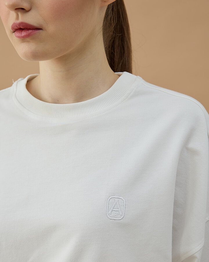 Cotton İki İplik Mini Sweat Ekru - Aybikestil (1)