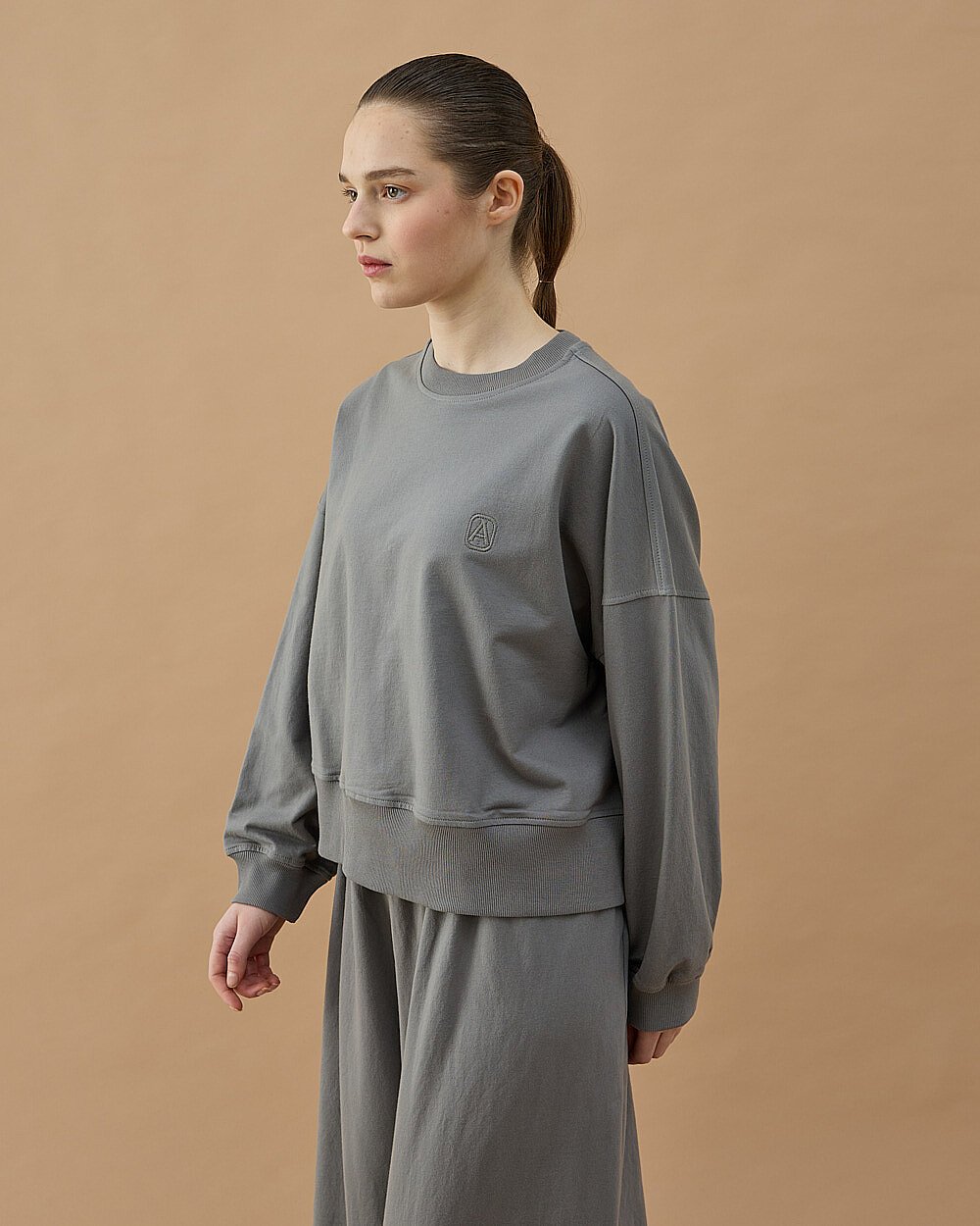 Cotton İki İplik Mini Sweat Gri - Aybikestil