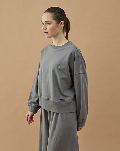 Cotton İki İplik Mini Sweat Gri - Aybikestil