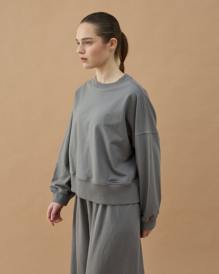 Cotton İki İplik Mini Sweat Gri - Aybikestil