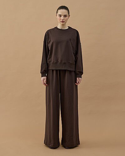 Cotton İki İplik Mini Sweat Kahve - Aybikestil (1)