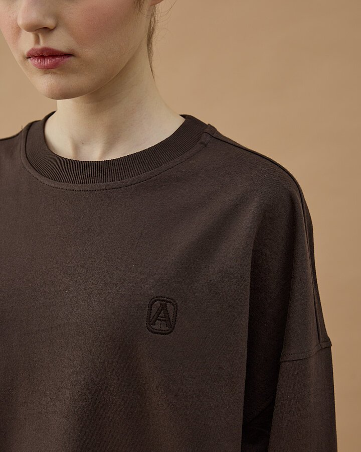 Cotton İki İplik Mini Sweat Kahve - Aybikestil (1)