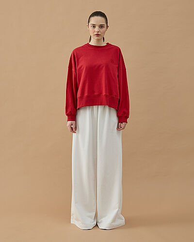 Cotton İki İplik Mini Sweat Kırmızı - Aybikestil (1)