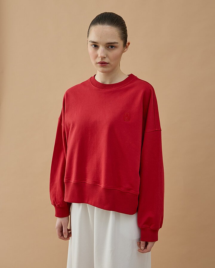 Cotton İki İplik Mini Sweat Kırmızı - Aybikestil (1)