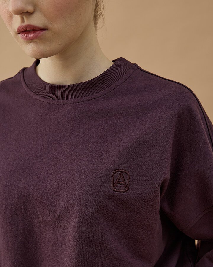 Cotton İki İplik Mini Sweat Mürdüm - Aybikestil (1)