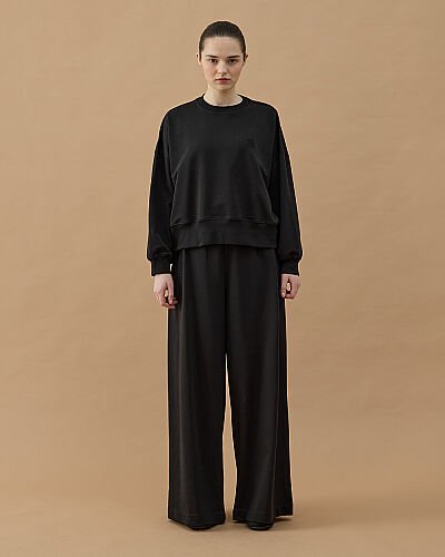 Cotton İki İplik Mini Sweat Siyah - Aybikestil (1)