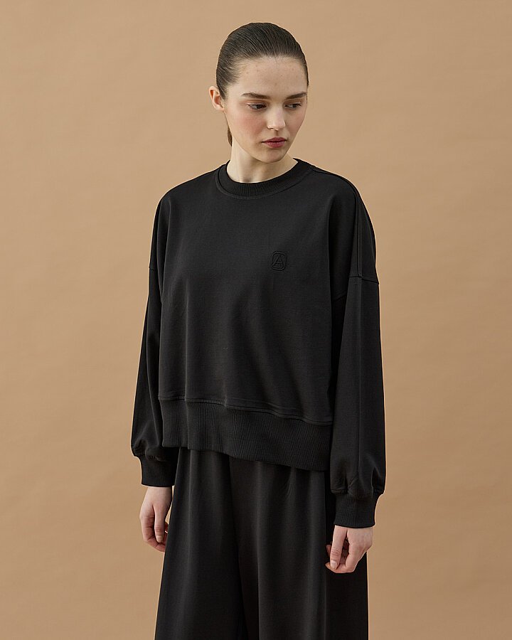 Cotton İki İplik Mini Sweat Siyah - Aybikestil