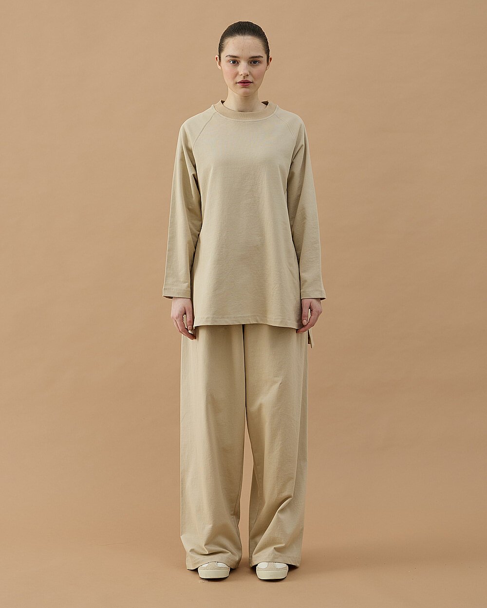 Cotton İki İplik Relax Takım Bej - Aybikestil