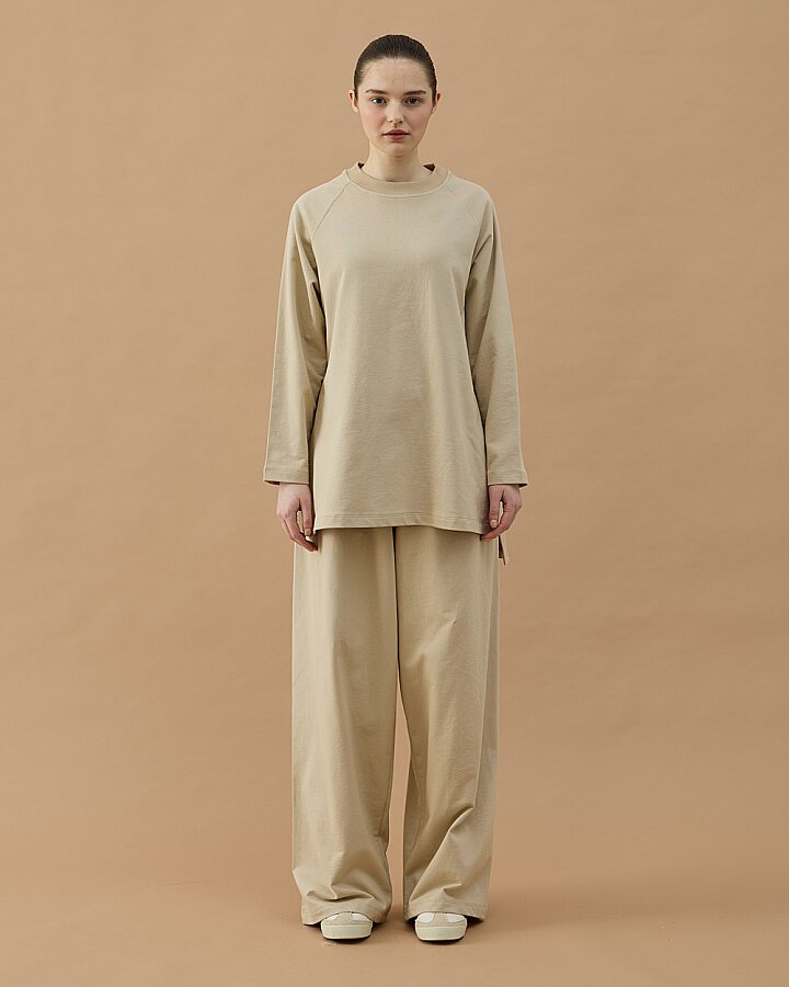 Cotton İki İplik Relax Takım Bej - Aybikestil