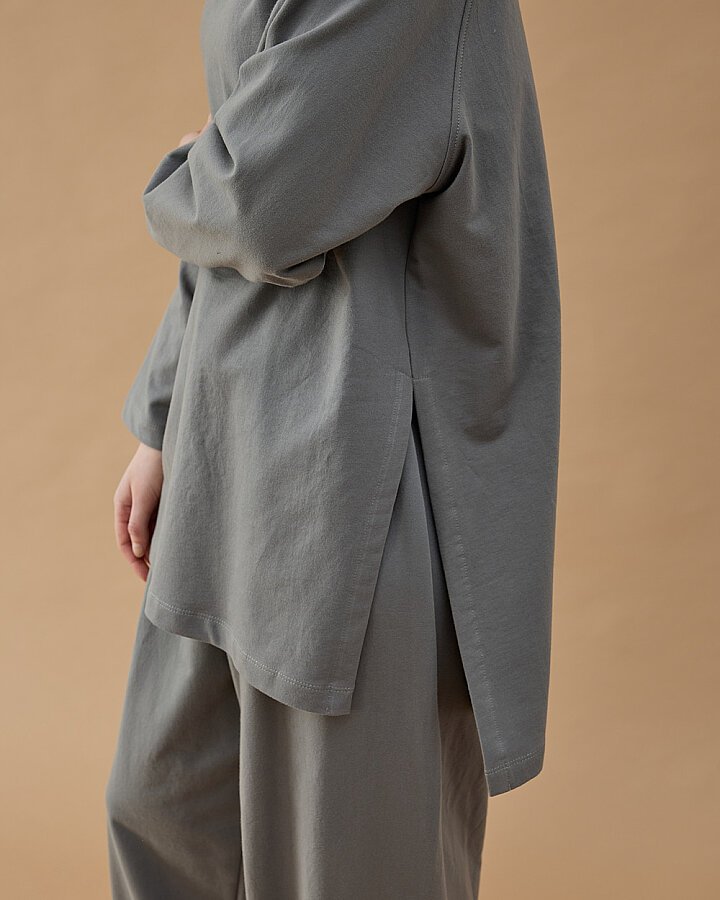 Cotton İki İplik Relax Takım Gri - Aybikestil (1)