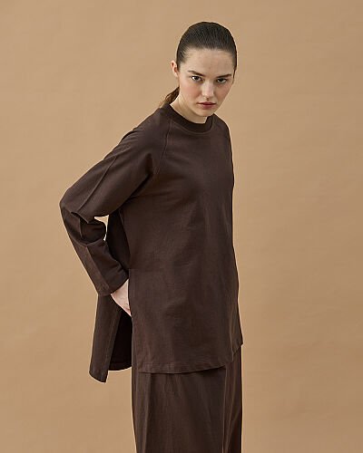 Cotton İki İplik Relax Takım Kahve - Aybikestil (1)