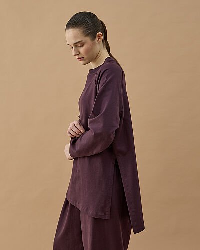 Cotton İki İplik Relax Takım Mürdüm - Aybikestil (1)