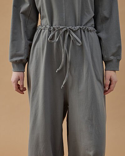 Cotton İki İplik Wide Leg Bol Eşofman Altı Gri - Aybikestil (1)