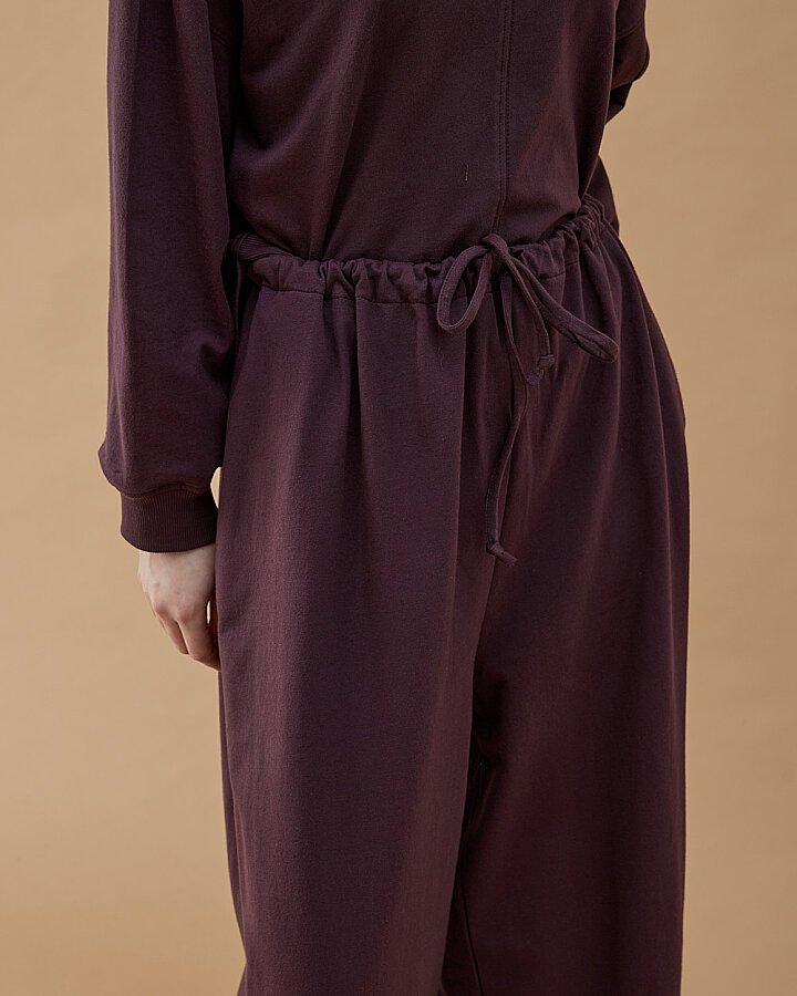 Cotton İki İplik Wide Leg Bol Eşofman Altı Mürdüm - Aybikestil (1)