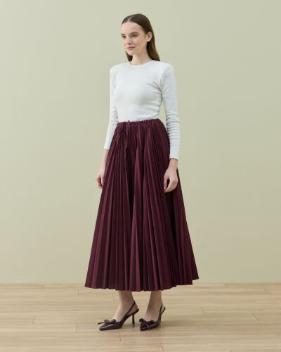 Crash Asimetrik Çok Pilisoley Etek Bordo - Aybikestil (1)